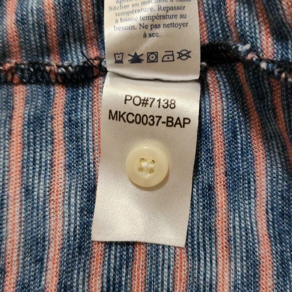 Faherty Mens Short Sleeve T-Shirt Polo Striped Blue Pink Cotton MKC0037-BAP XS/S - Picture 8 of 8